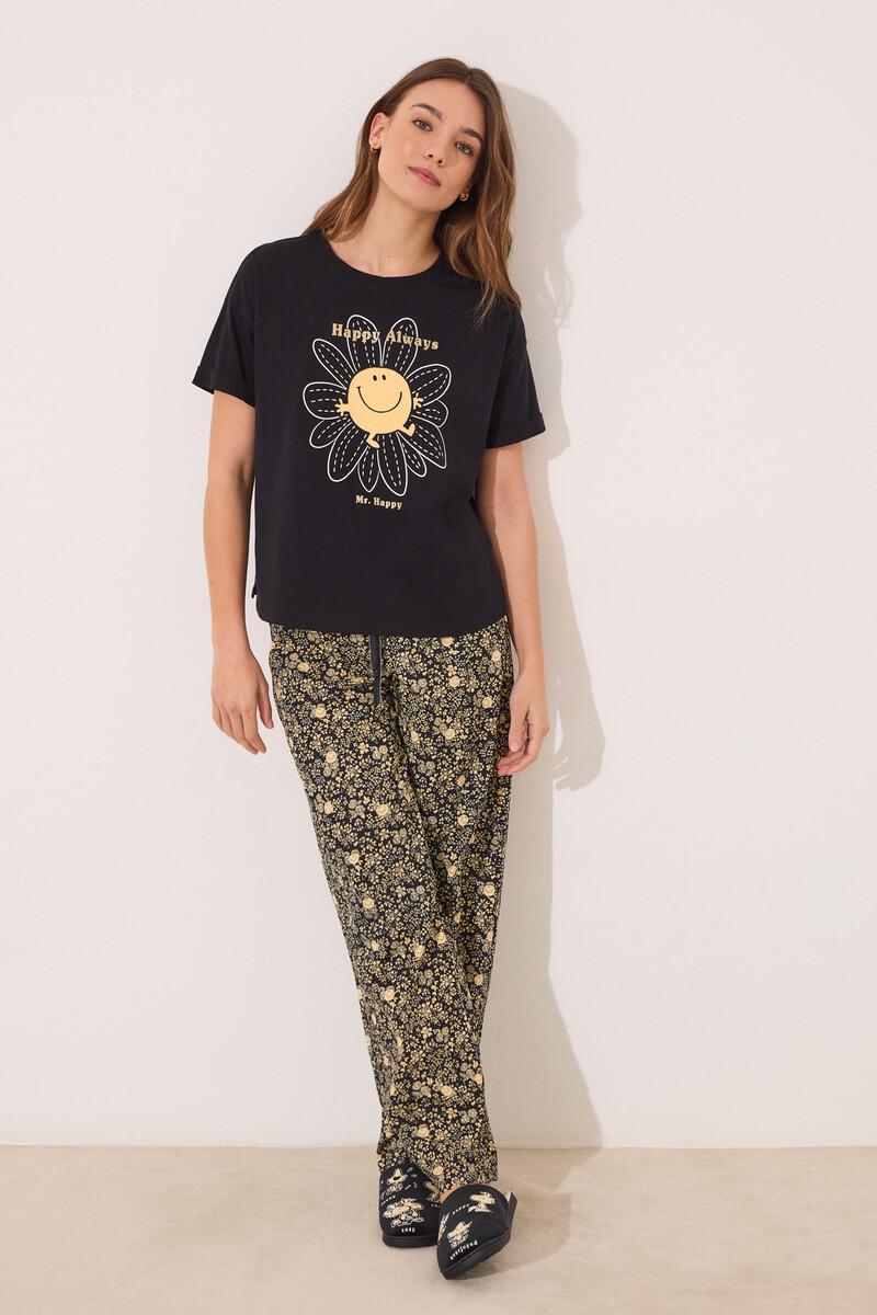 women'secret Pijama largo algodón Smiley manga corta