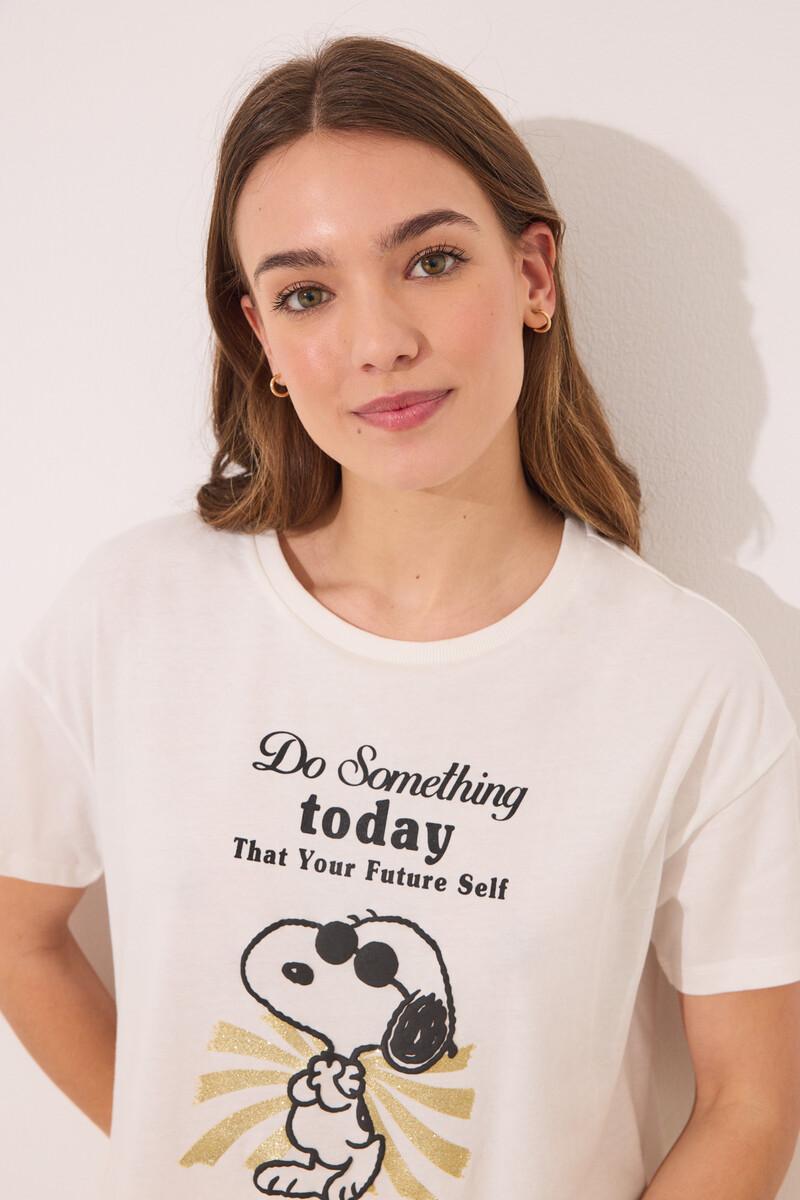 Women'secret Pijama Largo Algodón Snoopy Manga Corta