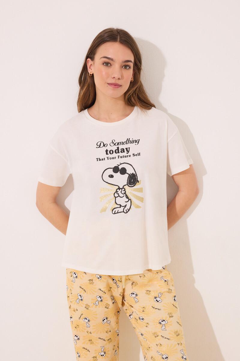 Women'secret Pijama Largo Algodón Snoopy Manga Corta