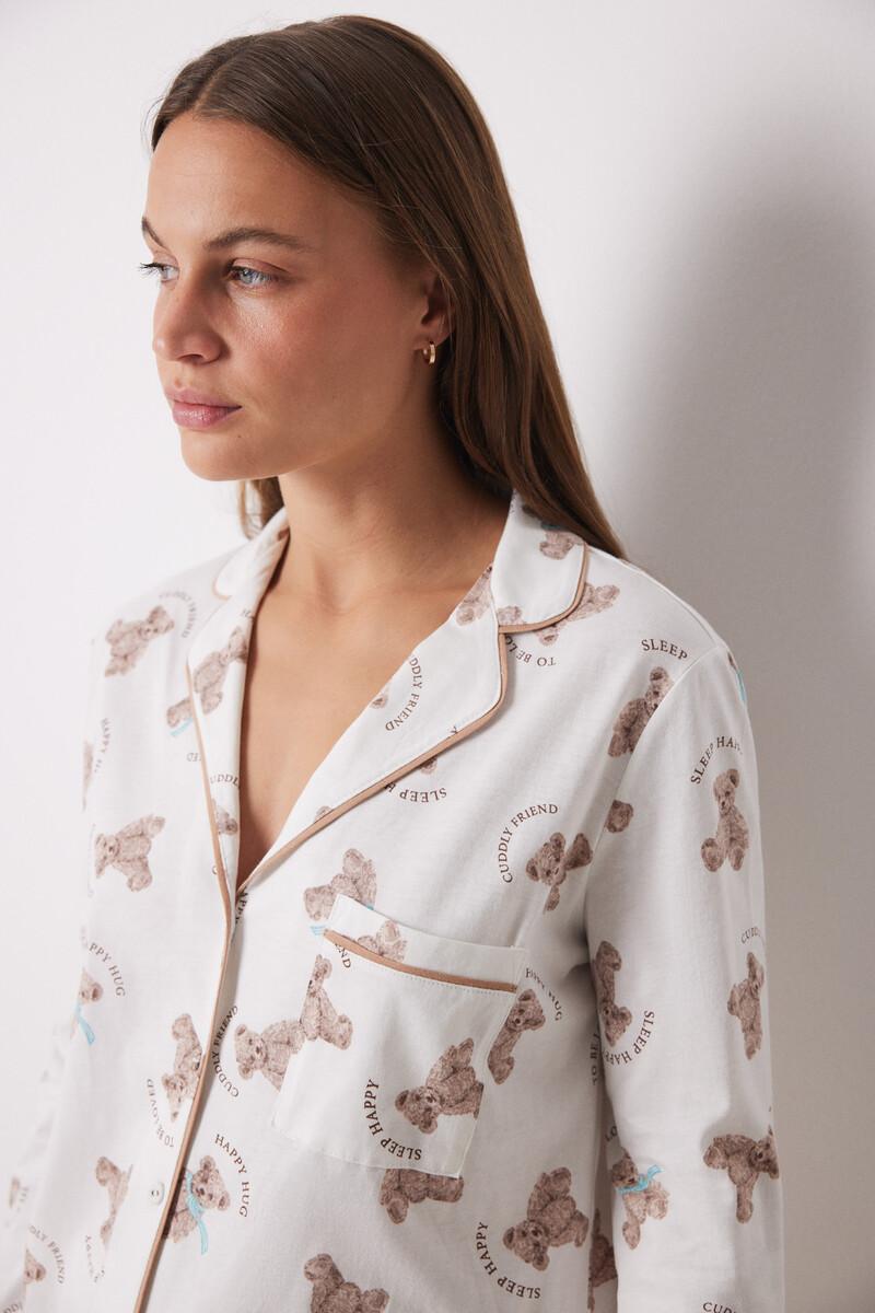 Women'secret Pijama Largo Camisero 100% Algodón Ositos