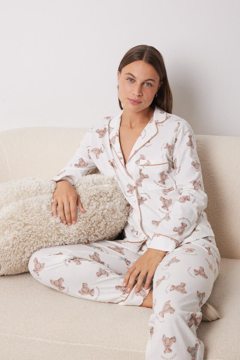women'secret Pijama largo camisero 100% algodón ositos