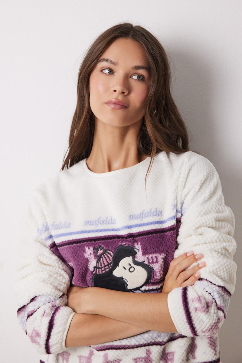 Women'secret Pijama Largo Terciopelo Relieve Mafalda