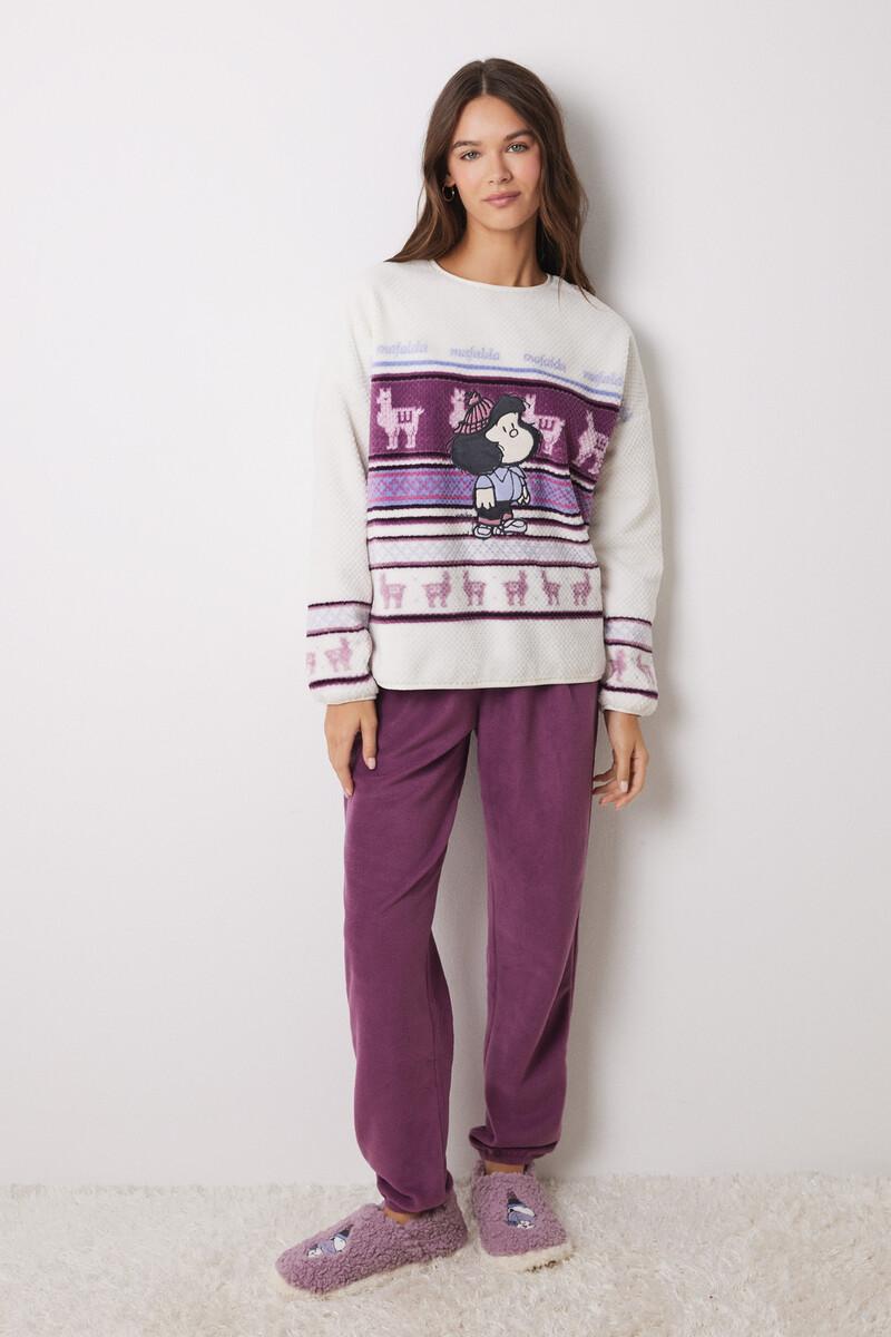 women'secret Pijama largo terciopelo relieve Mafalda