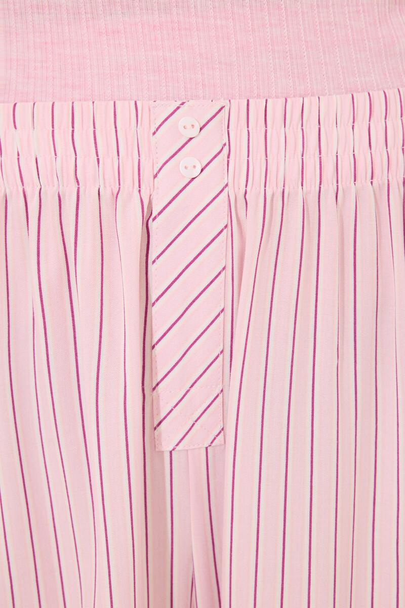 Women'secret Pijama Largo Viscosa Canalé Rosa Rayas