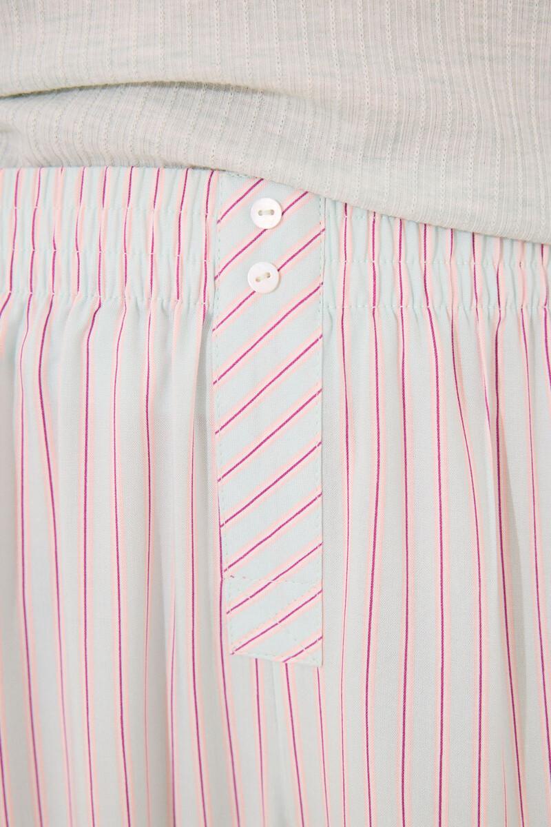 Women'secret Pijama Largo Viscosa Canalé Verde Rayas