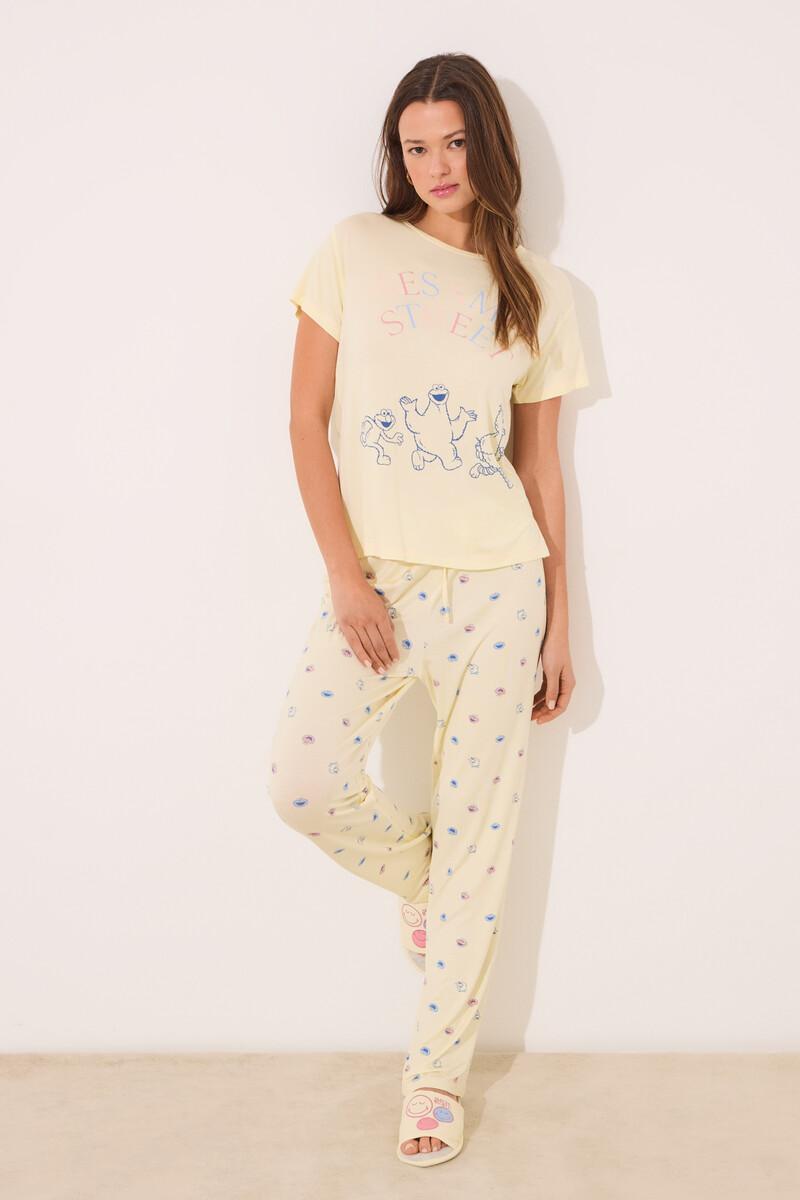 Women'secret Pijama Viscosa Soft Touch Amarillo "Barrio Sésamo"