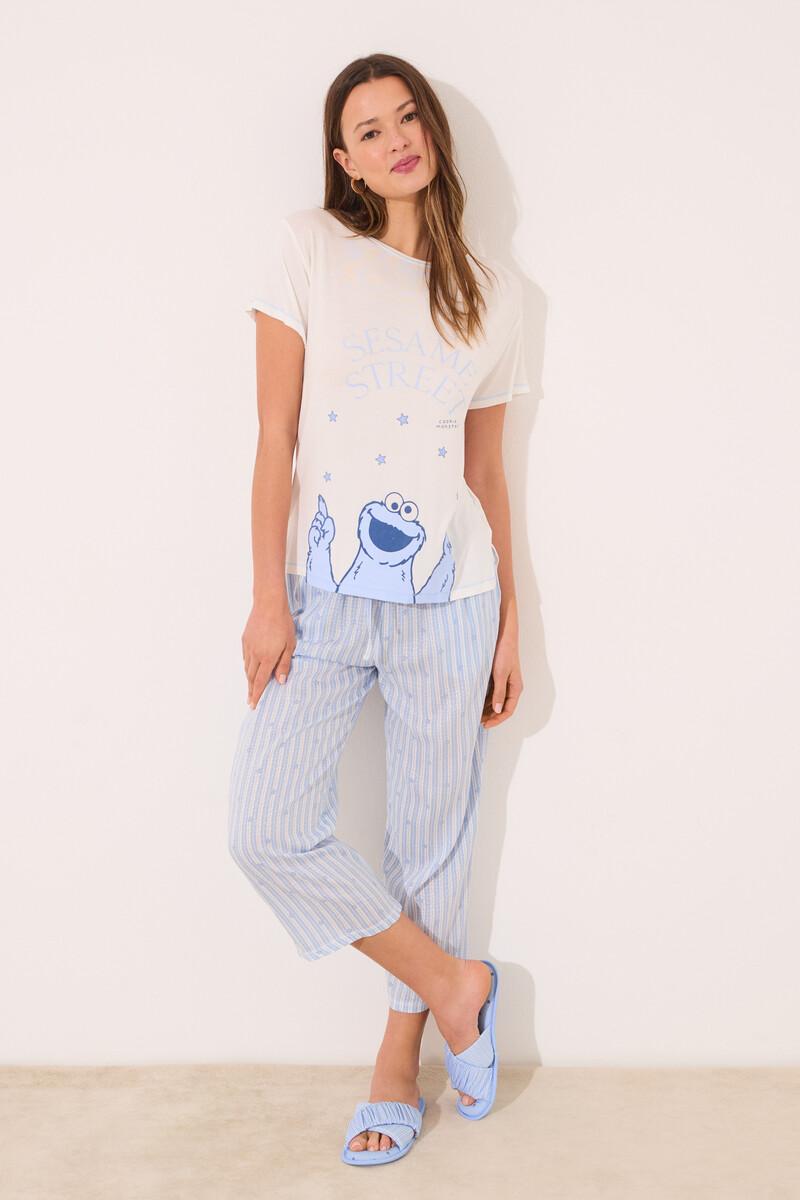 Women'secret Pijama Viscosa Soft Touch Azul "Barrio Sésamo"