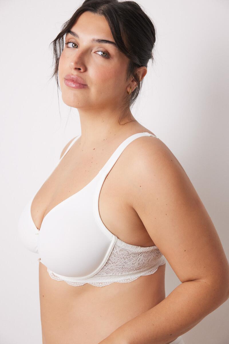 Women'secret REAL Sujetador Reductor Microfibra Y Encaje Blanco