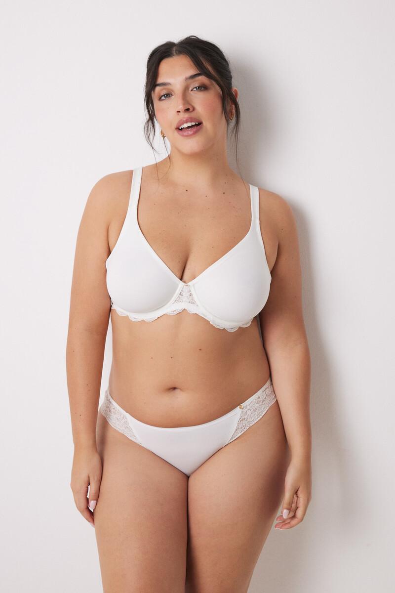 Women'secret REAL Sujetador Reductor Microfibra Y Encaje Blanco