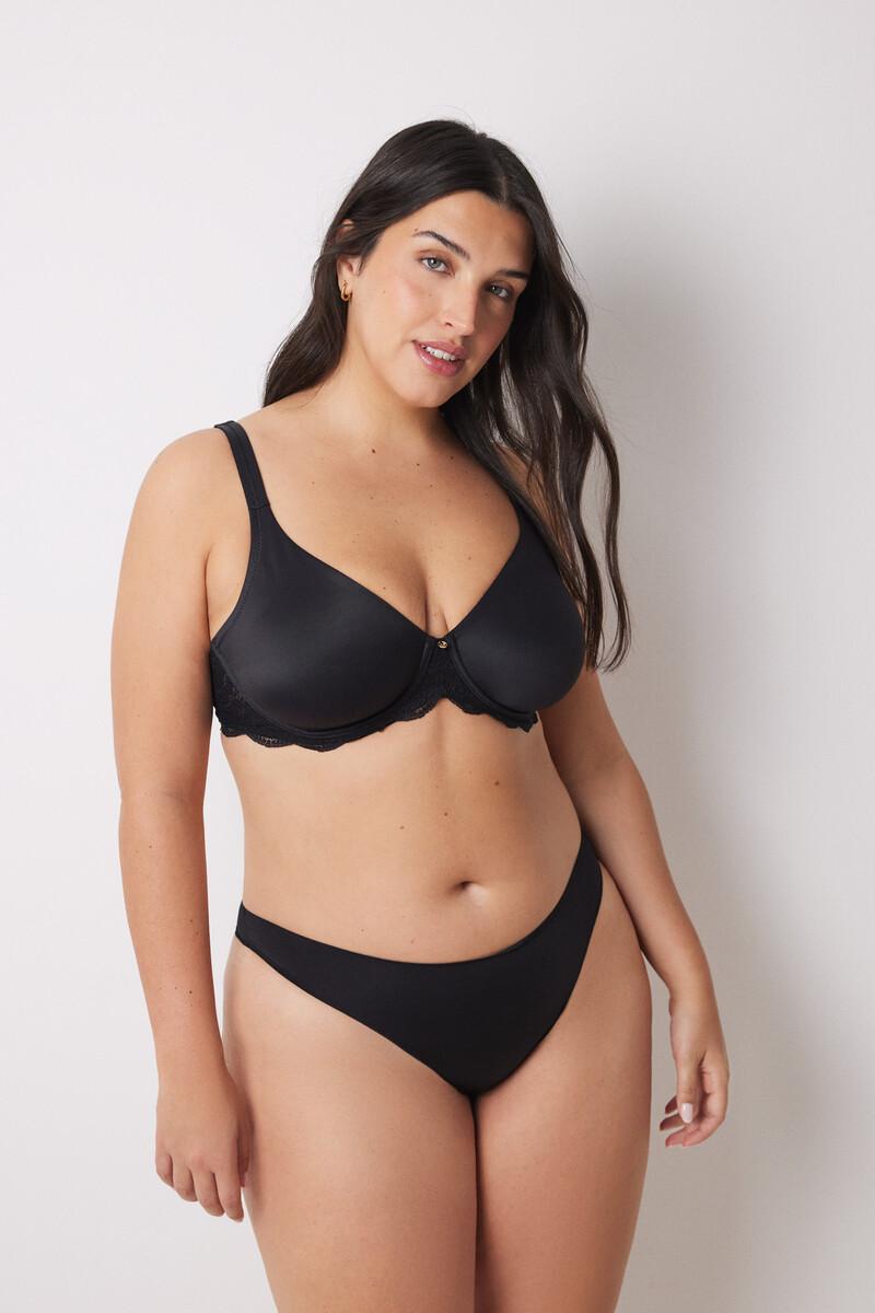 Women'secret REAL Sujetador Reductor Microfibra Y Encaje Negro