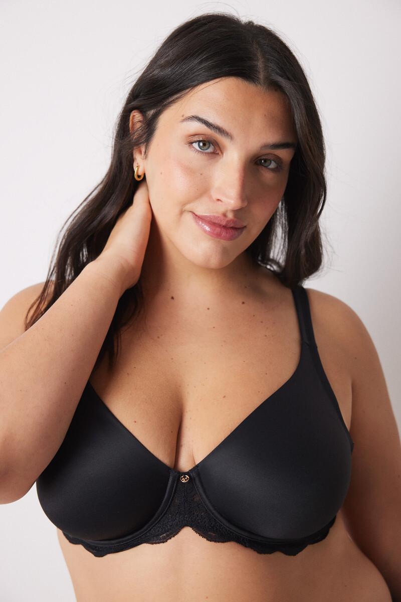 women'secret REAL Sujetador reductor microfibra y encaje negro