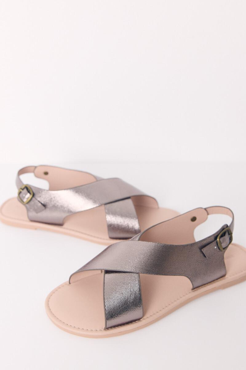 Women'secret Sandalia Plana Cruzadas Gris Brillante