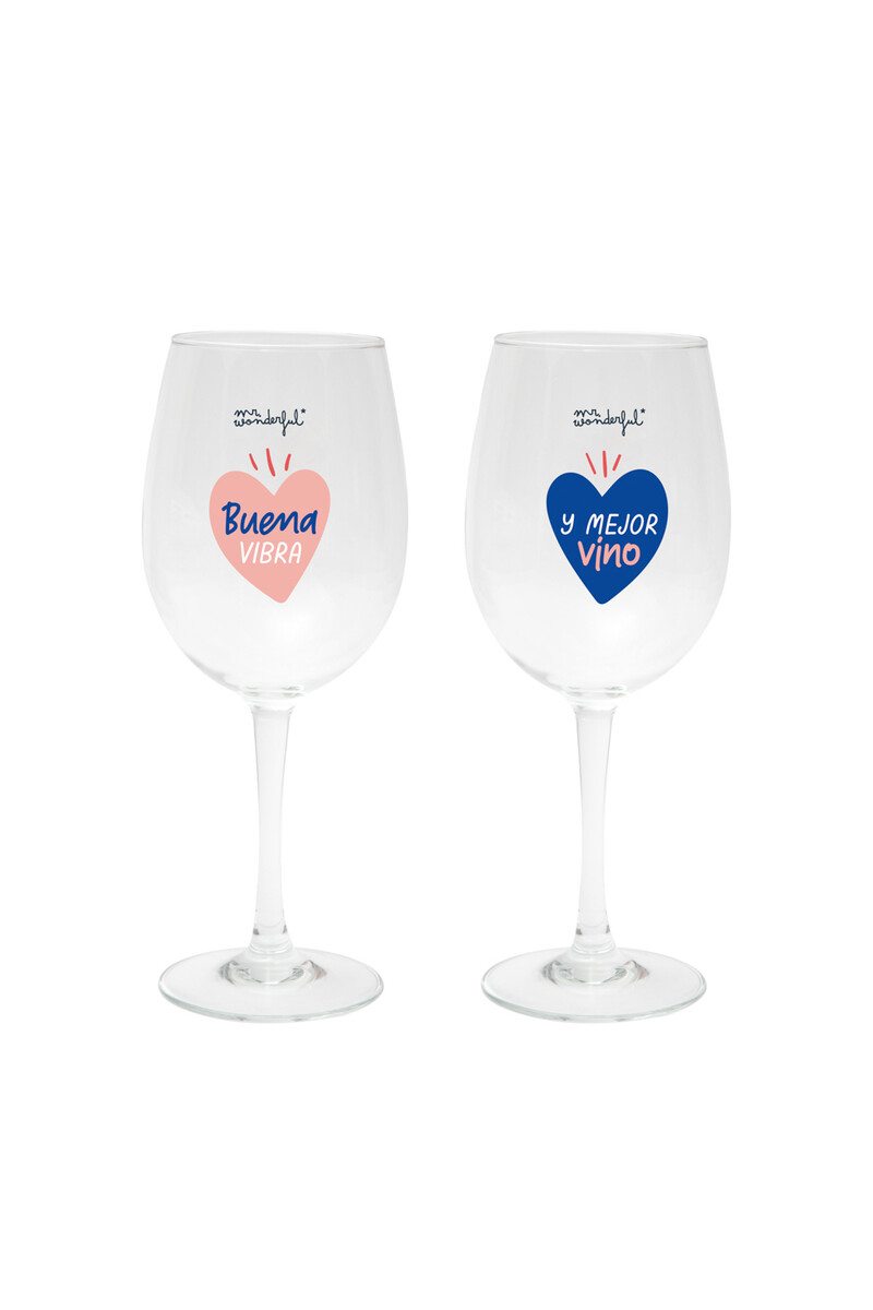 women'secret Set de 2 copas de vino - Buena vibra y mejor vino
