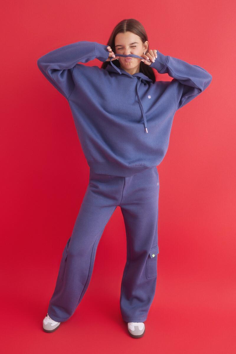 women'secret Sudadera capucha felpa azul oscuro logo