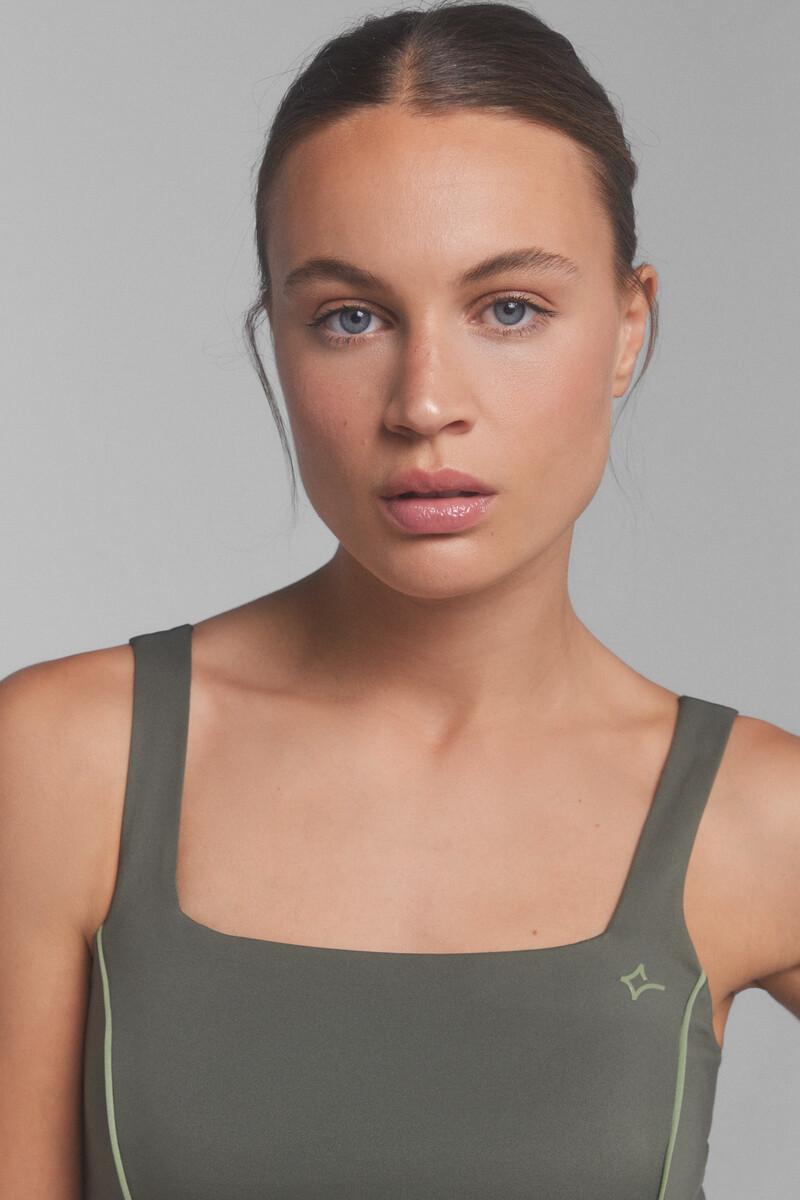 Women'secret Sujetador Deportivo 4D STRETCH Kaki Oscuro