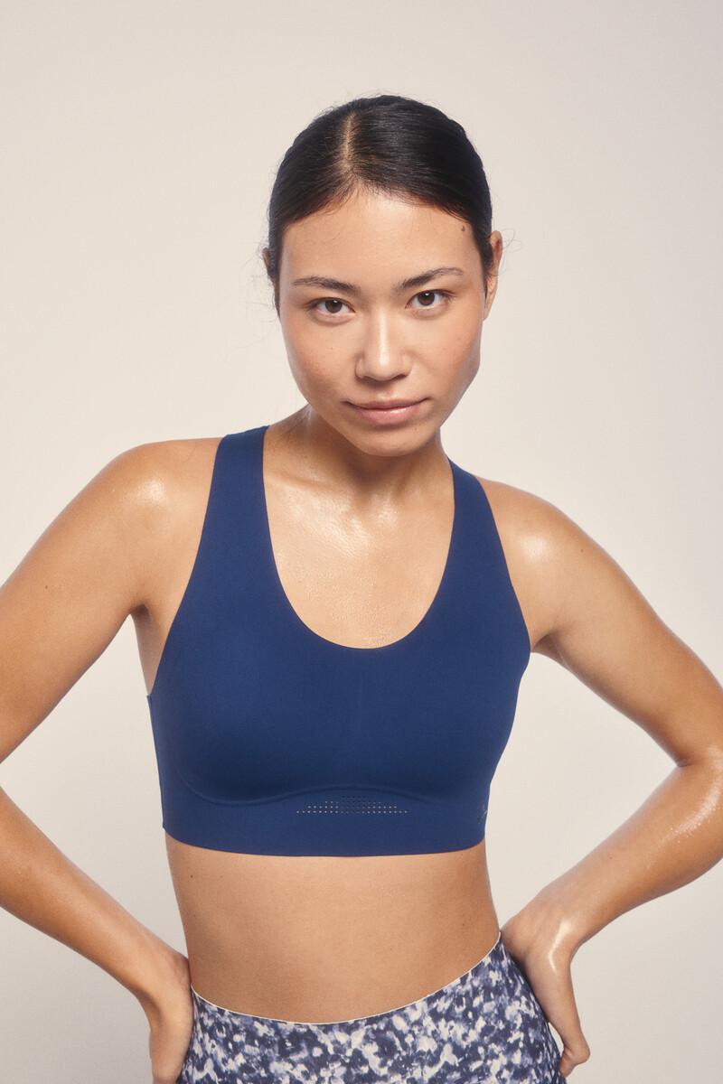 Women'secret Sujetador Deportivo COMPRESSIVE Azul Detalle Print