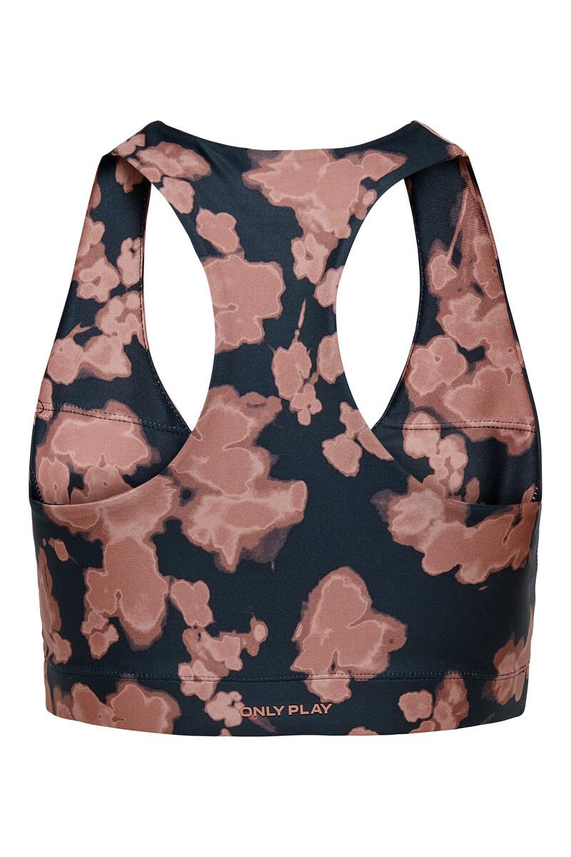 Women'secret Sujetador Deportivo Con Banda Elástica Color Azul Grafito Y Acabado Lavado Rosa Palo