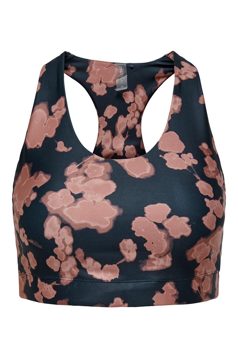 women'secret Sujetador deportivo con banda elástica color azul grafito y acabado lavado rosa palo