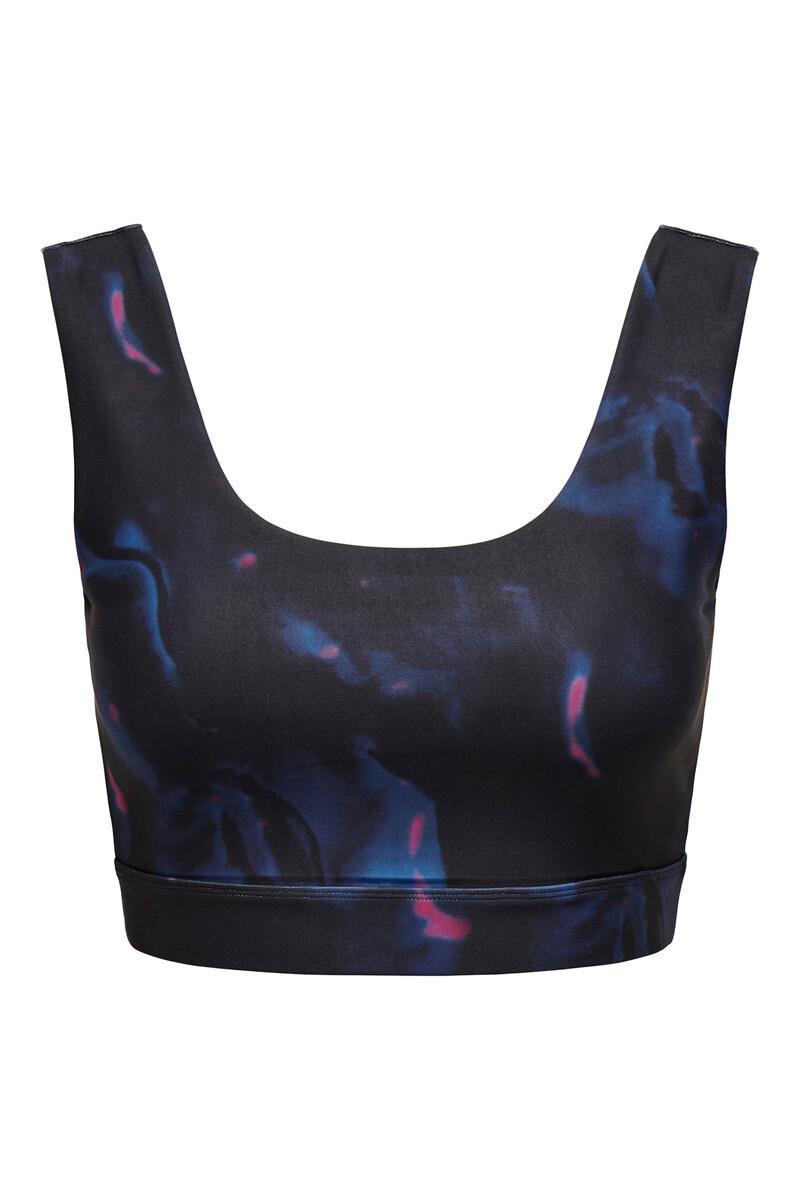 women'secret Sujetador deportivo con banda elástica color negro y diseño multicolor