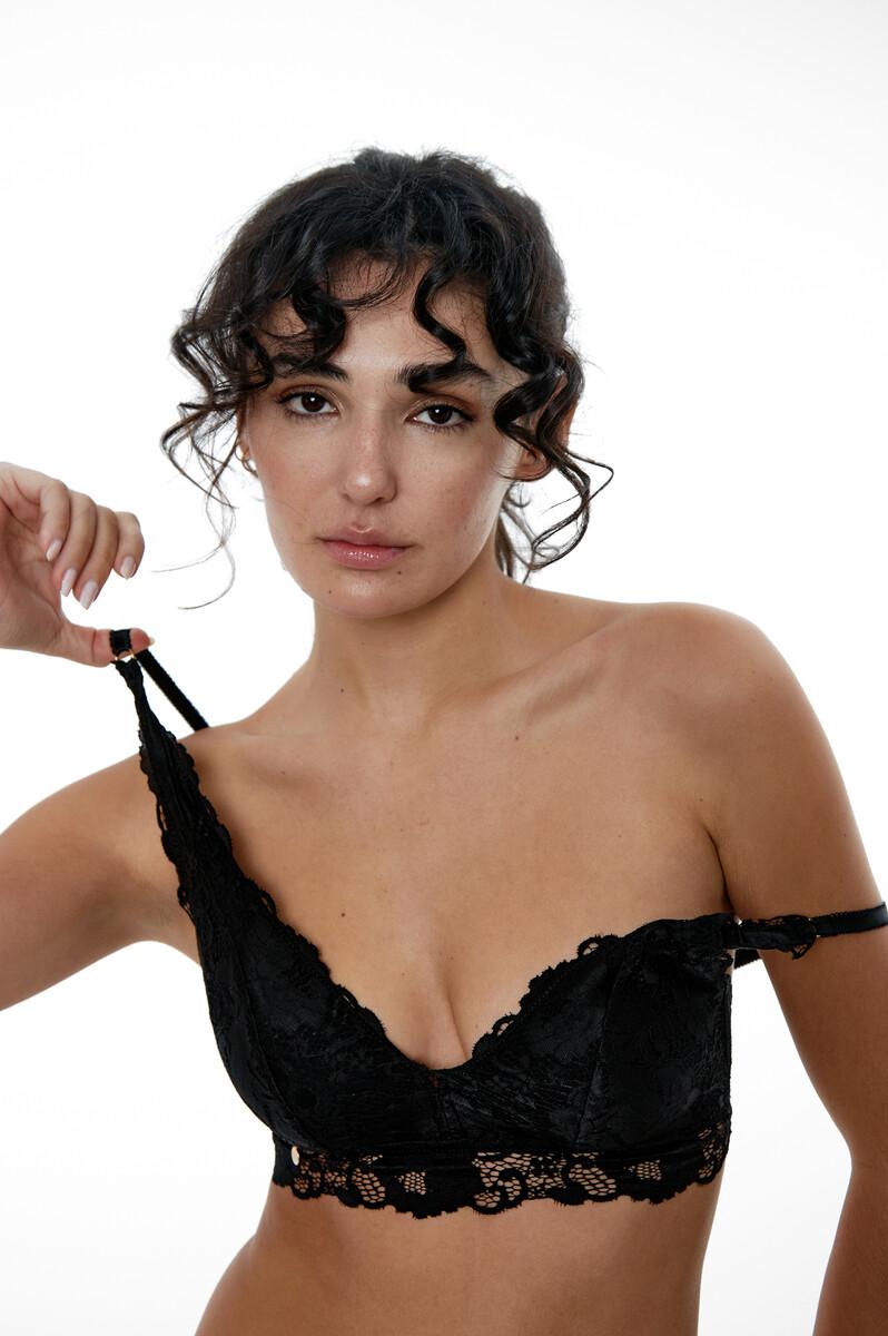 Women'secret Sujetador Halter De Encaje Ingrid Black