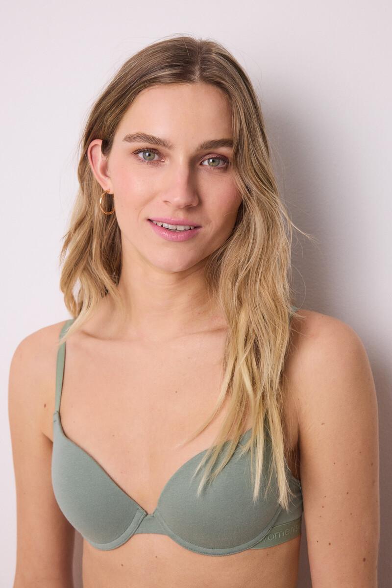 Women'secret Sujetador Push Up GORGEOUS Algodón Kaki