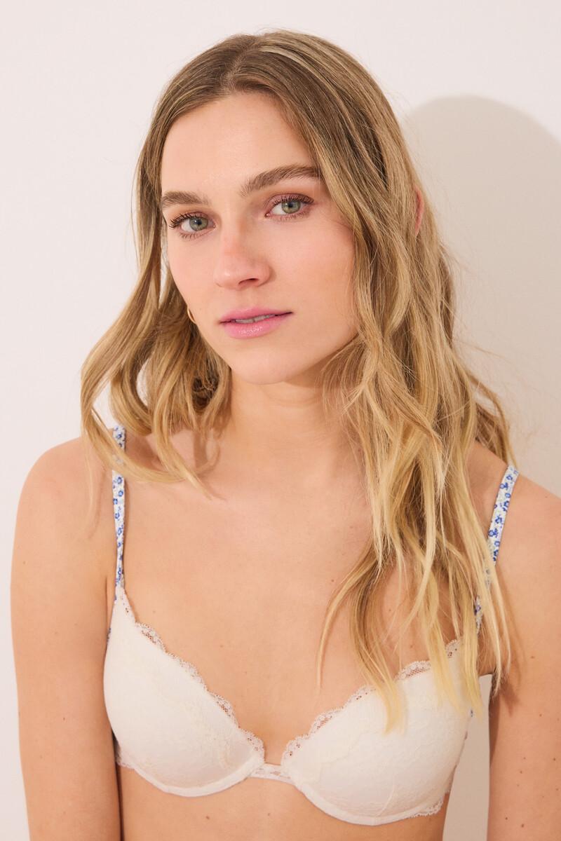 Women'secret Sujetador Push Up GORGEOUS Relleno Encaje Blanco
