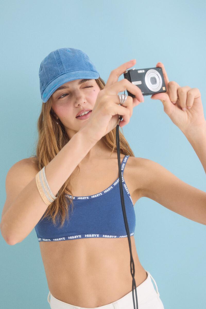 women'secret Sujetador top algodón copas extraíbles azul