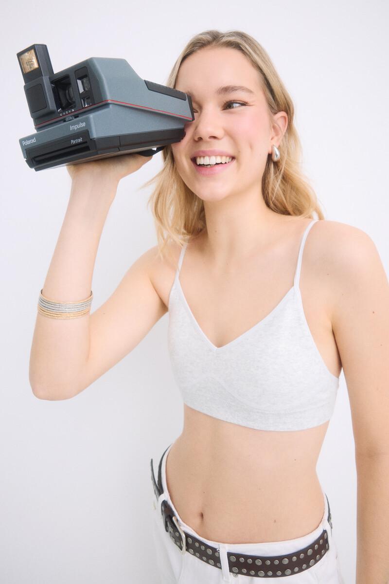 women'secret Sujetador top relleno gris copas extraíbles