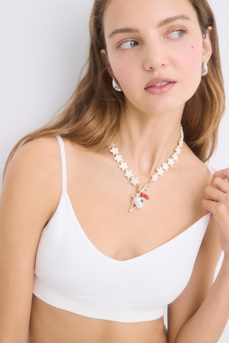 Women'secret Sujetador Top Relleno Marfil Copas Extraíbles