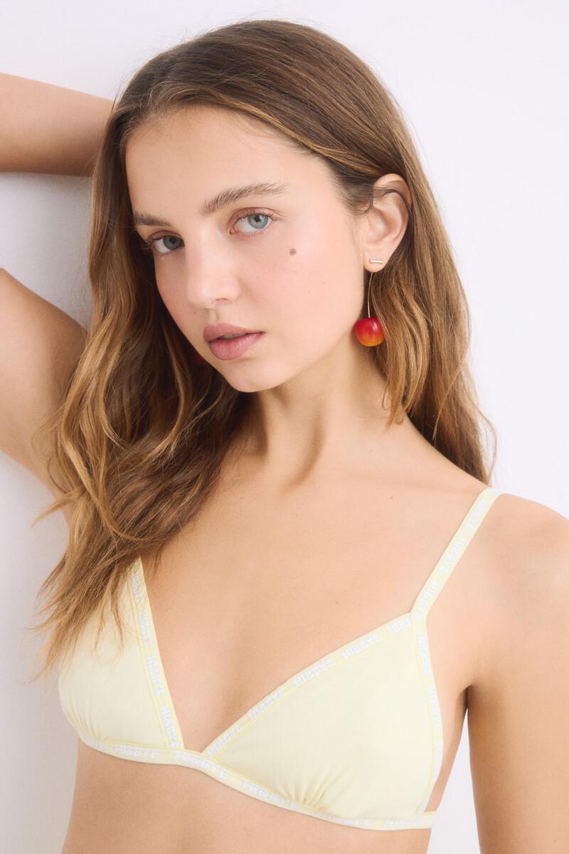 Women'secret Sujetador Triangular Algodón Copas Extraíbles Amarillo