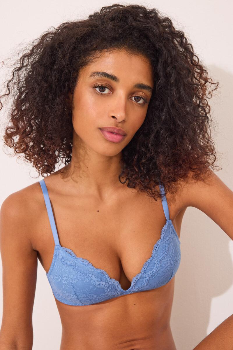 Women'secret Sujetador Triangular CHARMING Encaje Azul