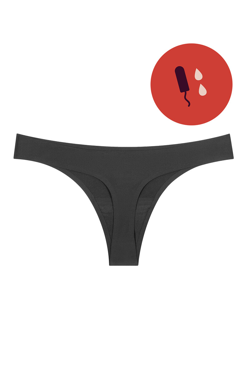 Women'secret Tanga Menstrual Negro – Absorción Ligera