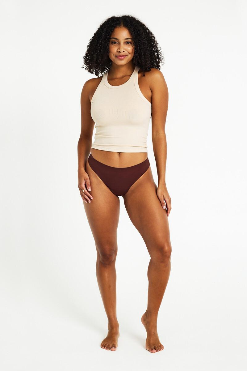 Women'secret Tanga Menstrual Seamless Nailon Reciclado Cocao Absorción Ligera Moderada