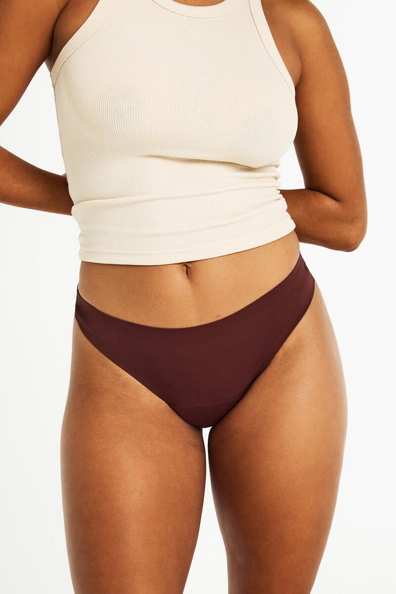 Women'secret Tanga Menstrual Seamless Nailon Reciclado Cocao Absorción Ligera Moderada