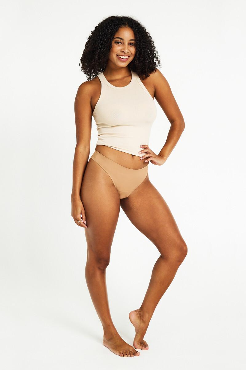 women'secret Tanga menstrual seamless nailon reciclado Tawny absorción ligera moderada