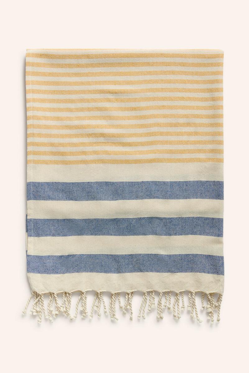 women'secret Toalla de playa a rayas mostazas y azules Tropez
