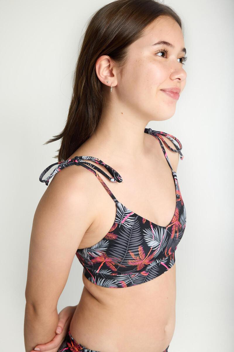 Women'secret Top Bikini Adolescente Lazos Jungle Palm Black