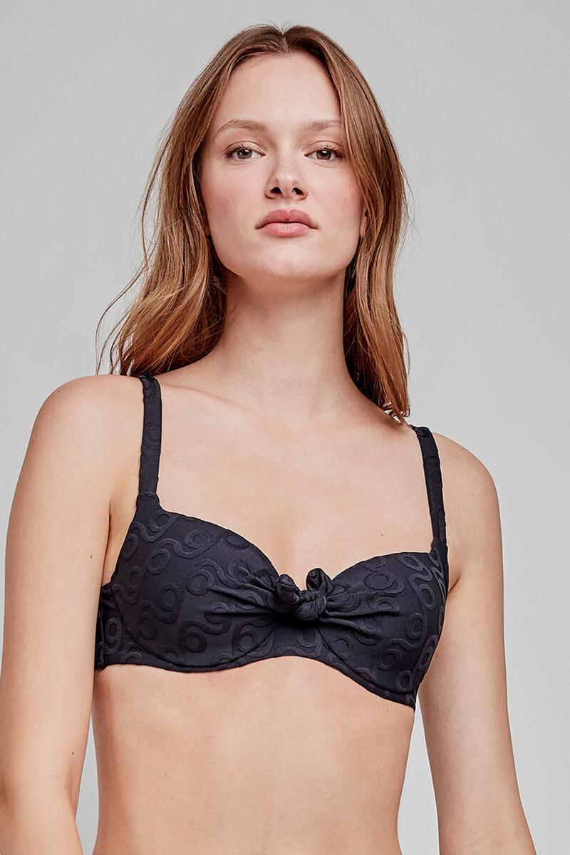 women'secret Top bikini capacidad print geométrico negro