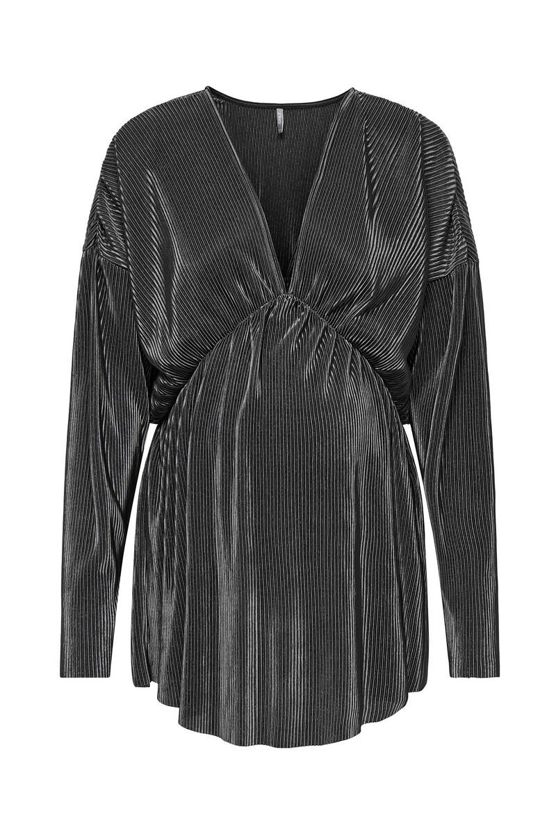 women'secret Top plisado de manga larga y cuello de pico color negro