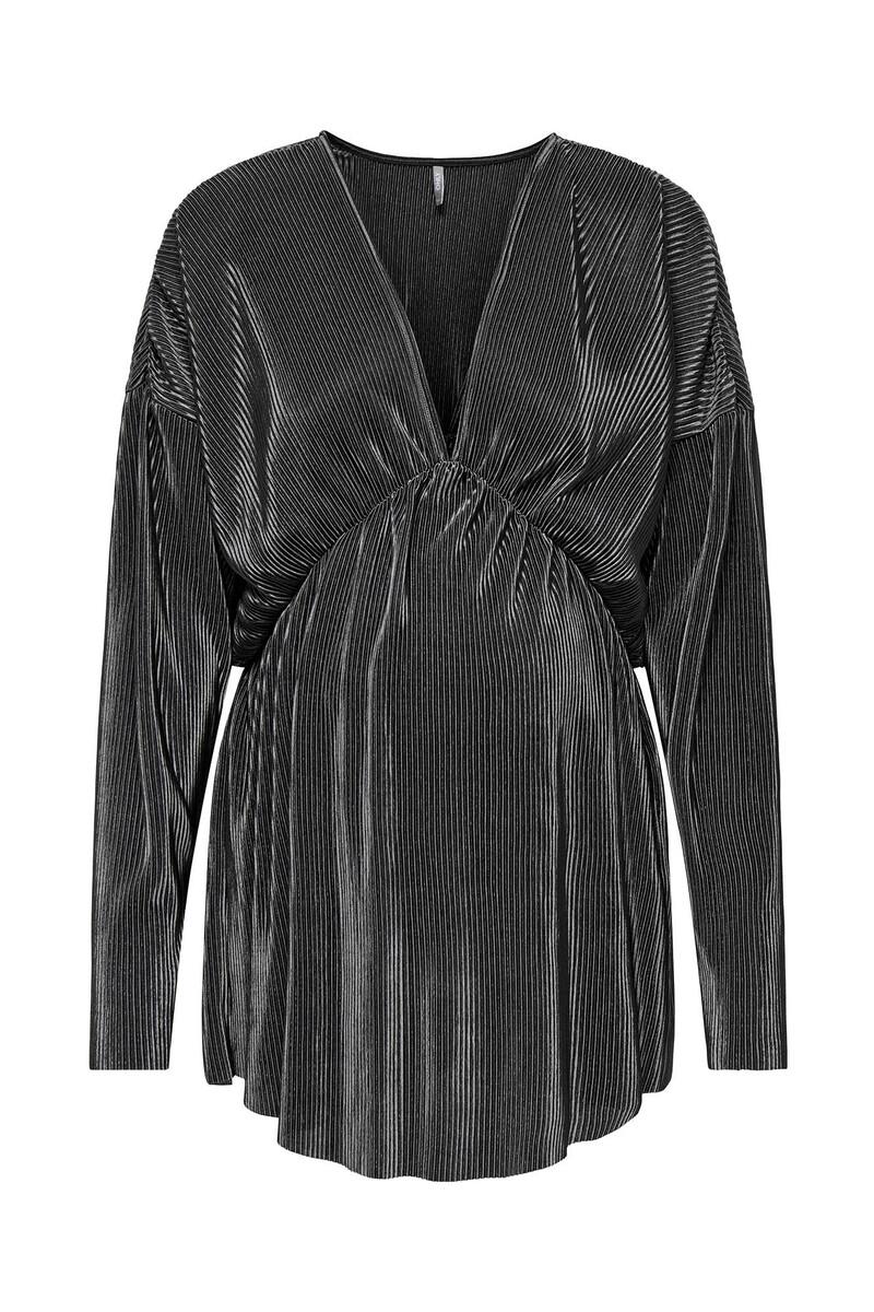 women'secret Top plisado de manga larga y cuello de pico color plateado