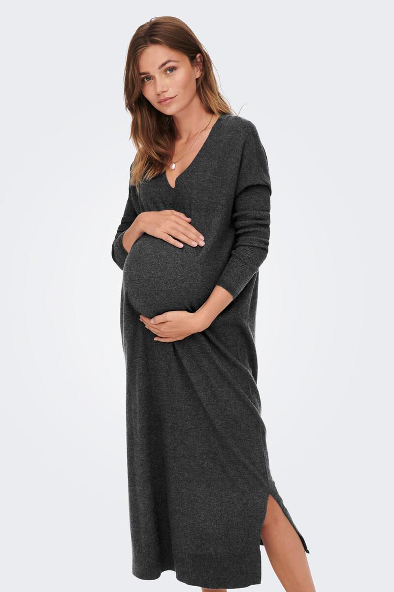 Women'secret Vestido Largo De Punto Premamá Con Cuello V Color Gris Antracita