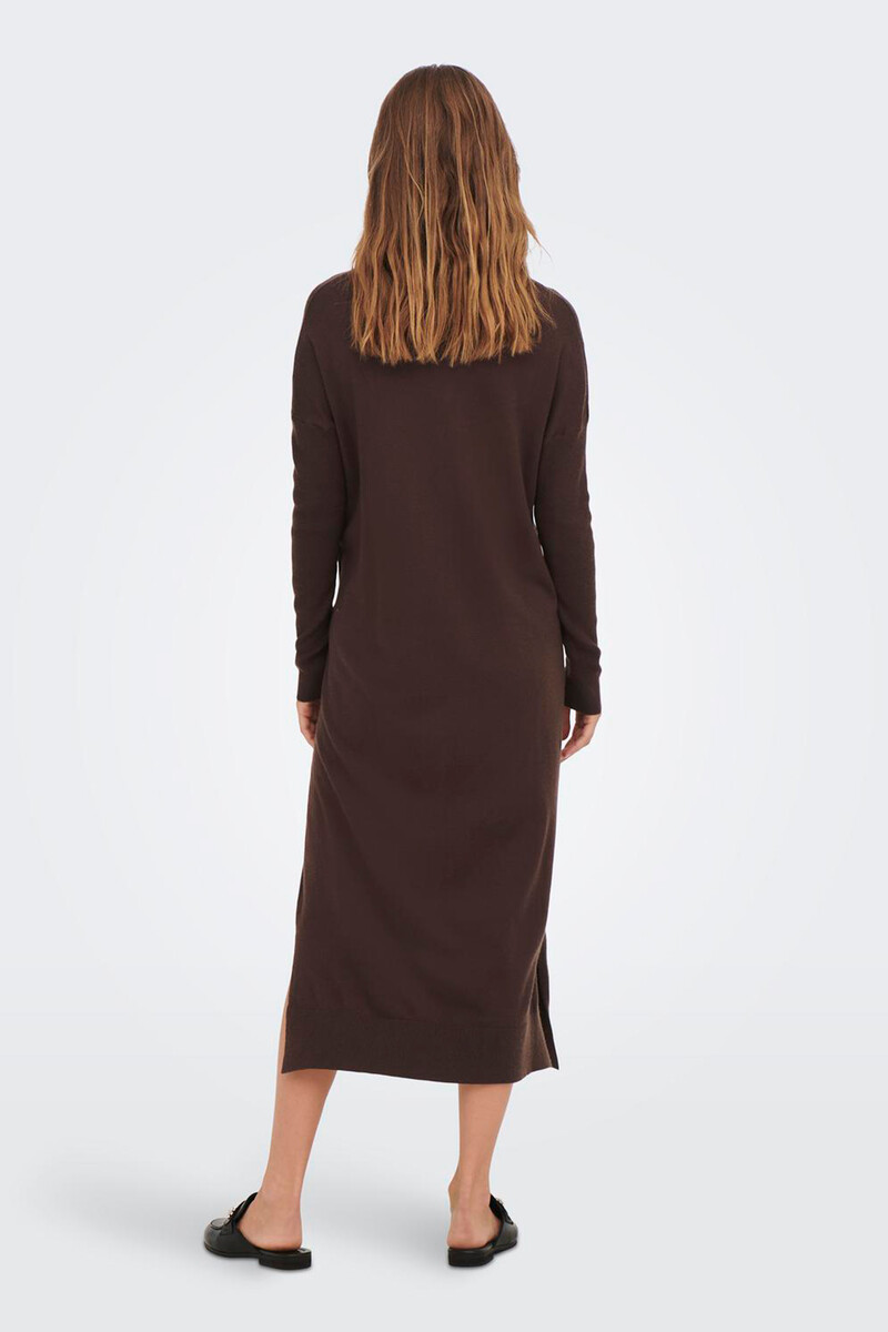 Women'secret Vestido Largo De Punto Premamá Con Cuello V Color Marrón Chocolate