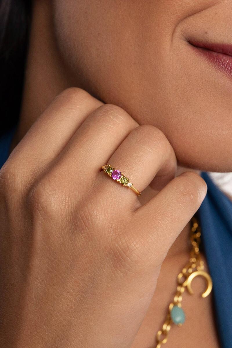 Women'secret Anillo Caramelo Colors Plata Baño Oro