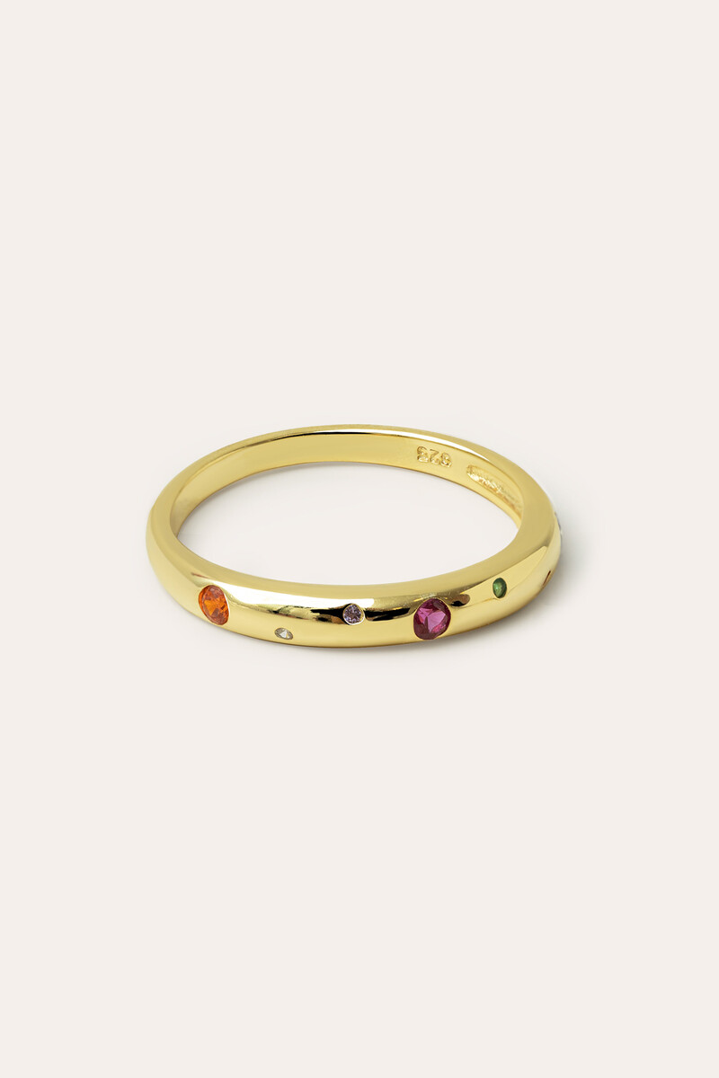 Women'secret Anillo Colors Space Plata Baño Oro