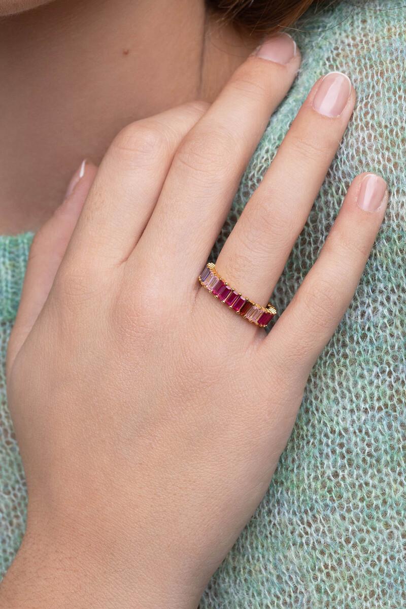women'secret Anillo Sia Berries Plata Baño Oro
