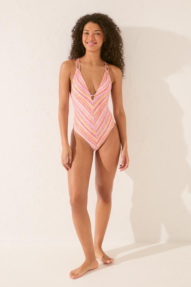Women'secret Bañador Estampado Rayas Diagonales