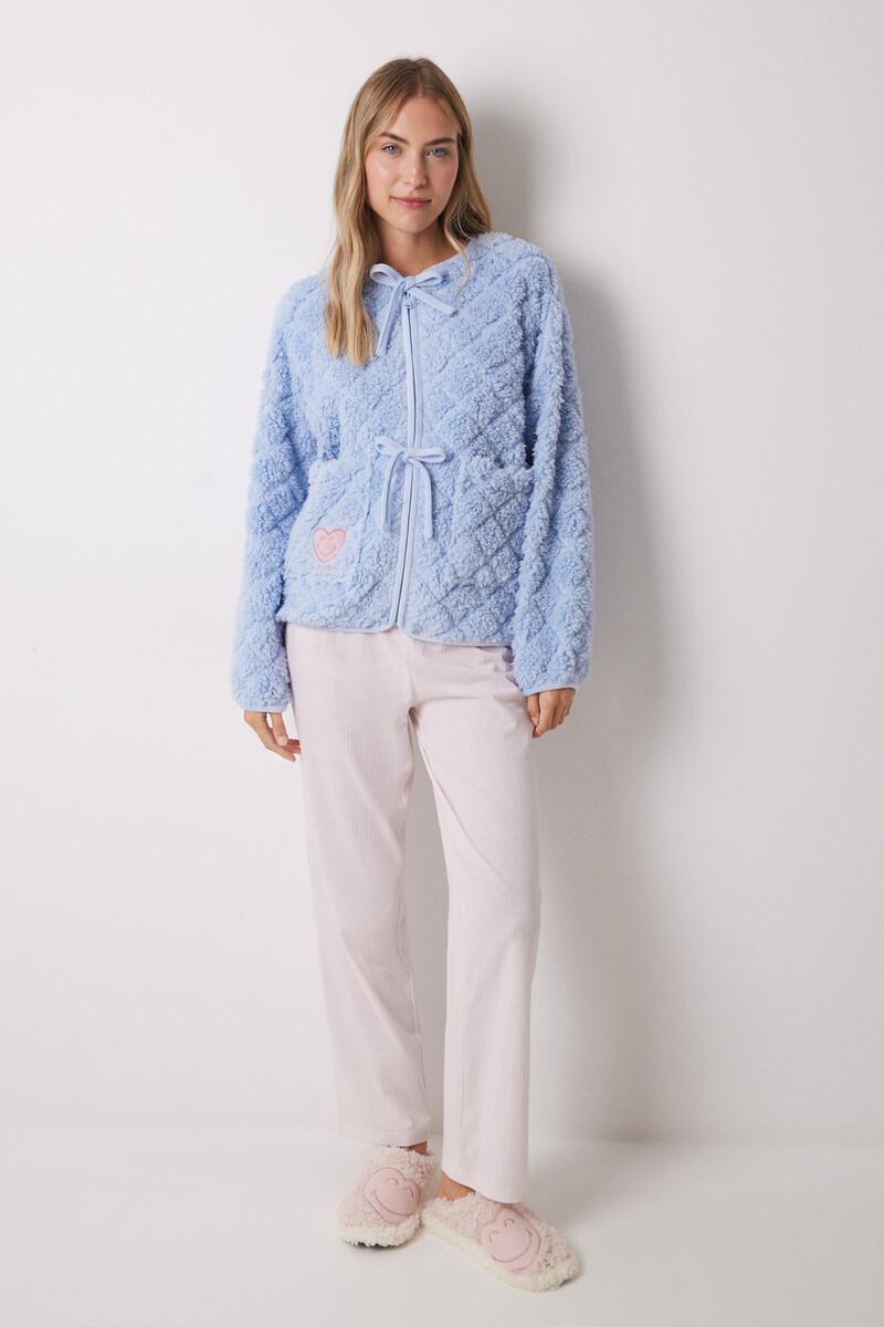 Women'secret Bata Corta Borreguito Azul Lazos