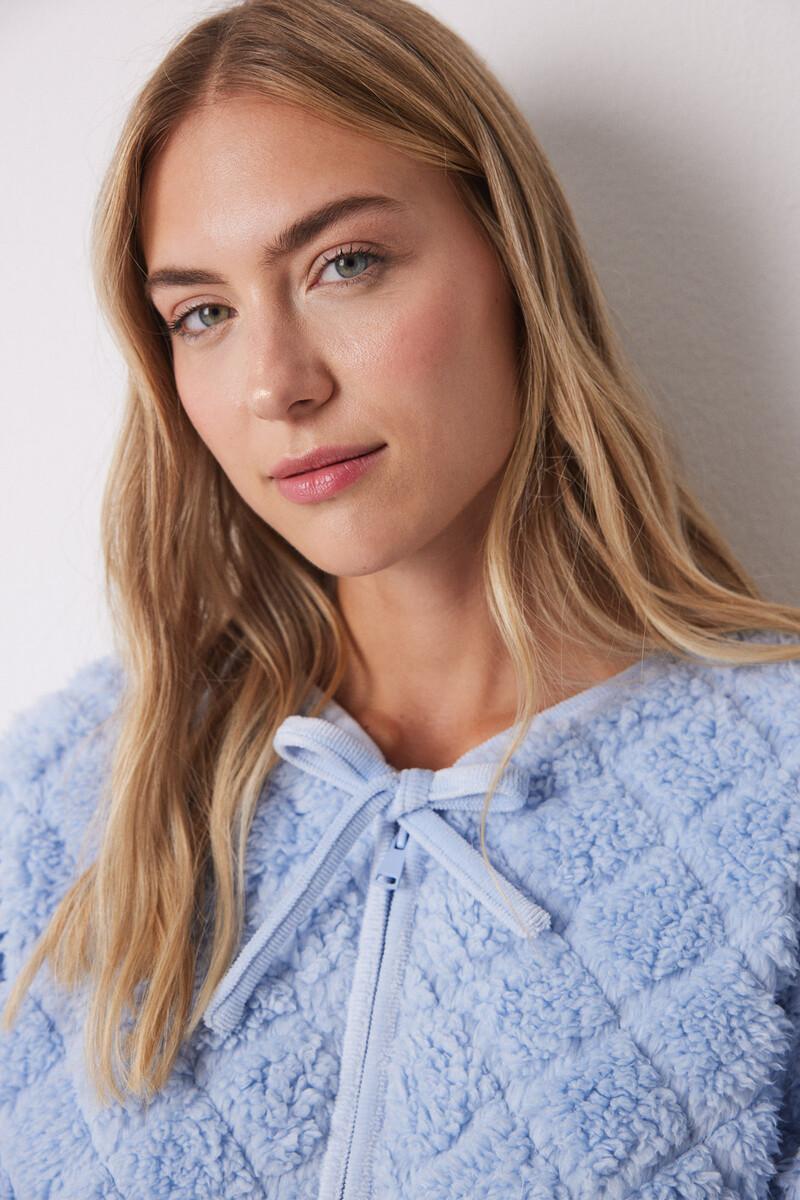 Women'secret Bata Corta Borreguito Azul Lazos