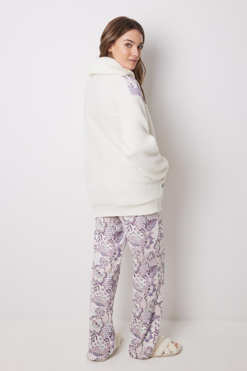 Women'secret Bata Corta Borreguito Blanco Flores