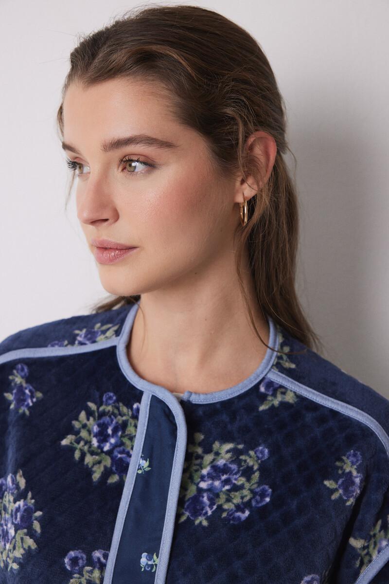 Women'secret Bata Corta Tejido Polar Suave Flores